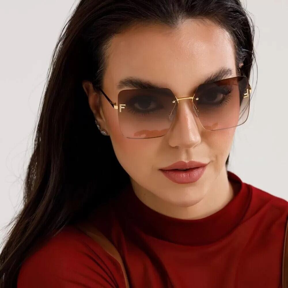 FENDI FIRST CRYSTAL FE4082US 30Z GOLD ROSE PEACH GRADIENT LENS WOMEN SUNGLASSES - Picture 3 of 7